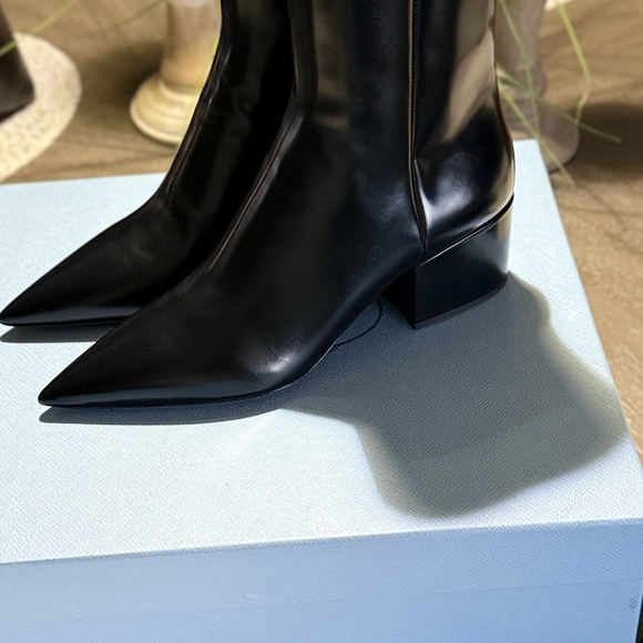 NWT Prada Black Leather Booties size 38 - Picture 8 of 13